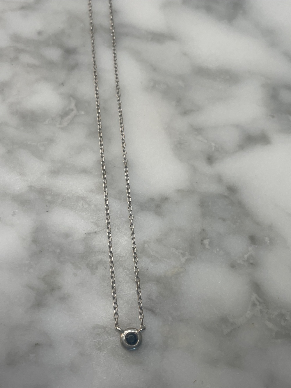 925 Silver Necklace 16”Blue Sapphire Gemstone Pendant